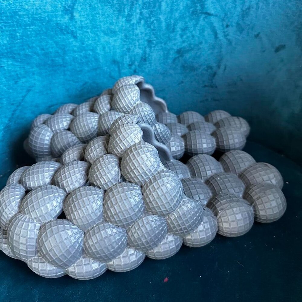 Grey Womens Bubble Slides Size